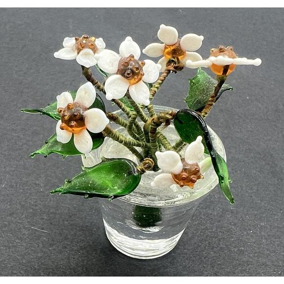 Unbranded Other - Vintage Miniature Potted Plant White Flower Pot Figurine Place Card Holder 2"